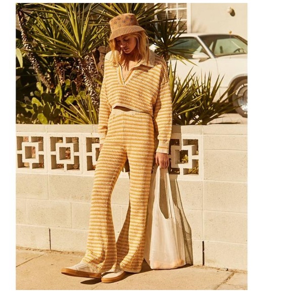Free People Pants - Free People Vacation Vibes Set knit long-sleeve flare pants (PANTS ONLY)